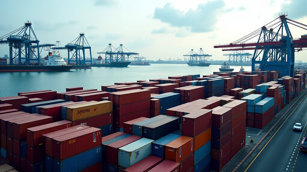 Port logistics showing containers and shipping infrastructure