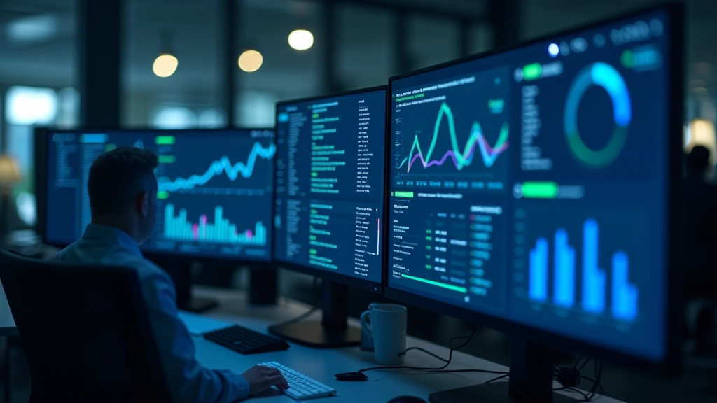Data analytics dashboard displaying market trends and performance metrics