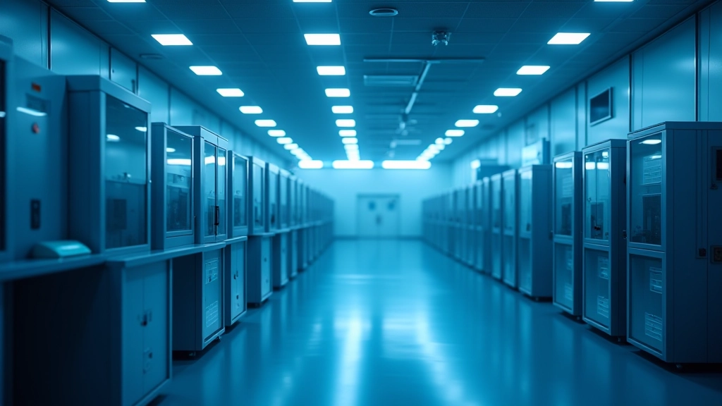 Modern semiconductor fabrication facility with advanced manufacturing equipment and clean room technology